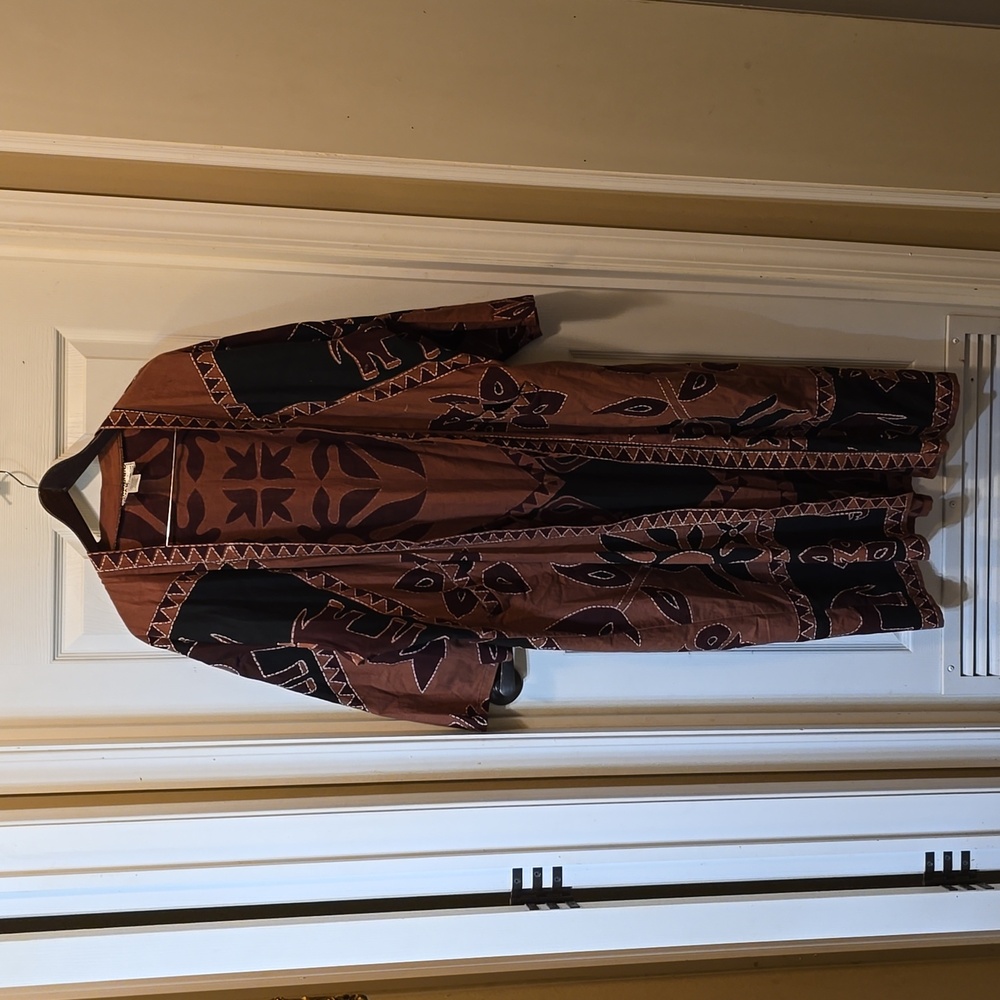 Vintage M.M.K. Collection African Print Kimono Robe plus Size unlined 100%Cotton